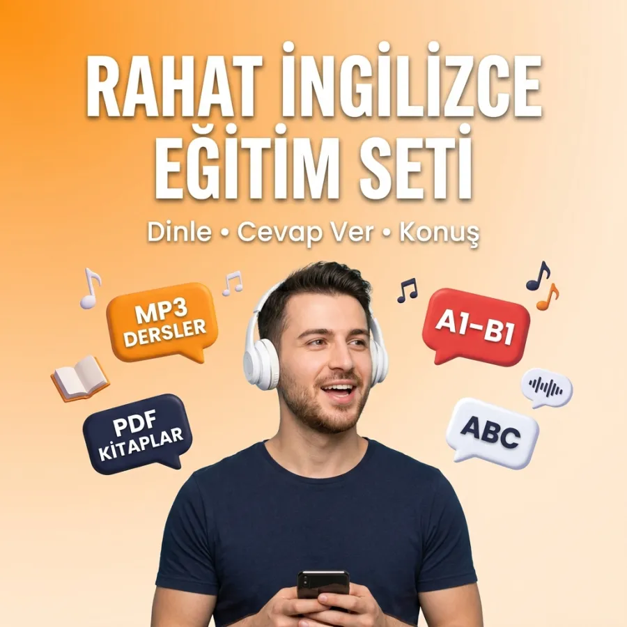Rahat İngilizce Eğitim Seti: mp3 dersler ve pdf kitaplarla A1–B1 seviyesinde dinle, cevap ver, konuş